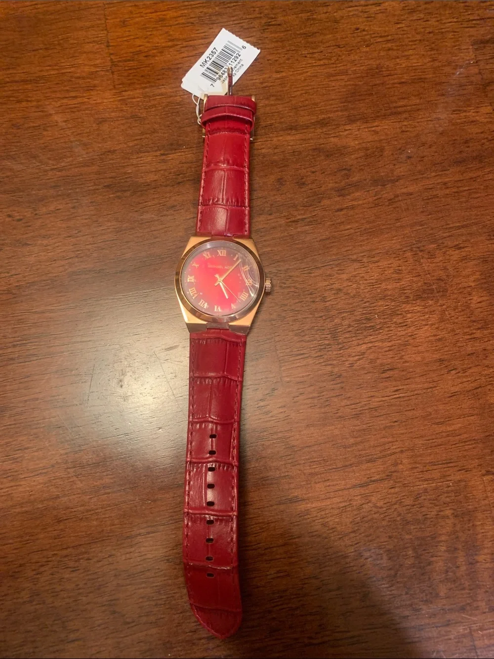 Brand new limited edition red, rose gold plated authentic rare watch/ leather